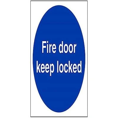 Image of V Safety Fire Door Keep Locked Sign 200mm x Self Adhesive Vinyl
