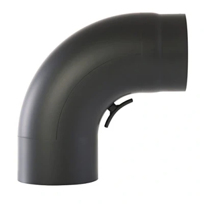 Image of Kamino Flam 90 Elbow Pipe Ø 150mm, Steel Stove with Door, Chimney Heat Resistant Senotherm Coating, Single Wall Flue Door EN 1856 2 Standard, Black