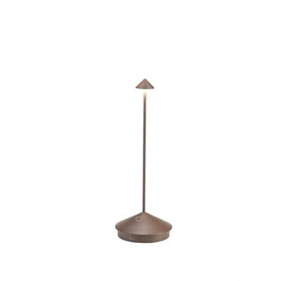 Image of Zafferano, Pina Pro Lamp, Rechargeable Cordless Table Lamp with Touch Controls, Suitable for Interior and Outdoor, Dimmer, 2200 3000 K, Height 29 cm, Corten Colour