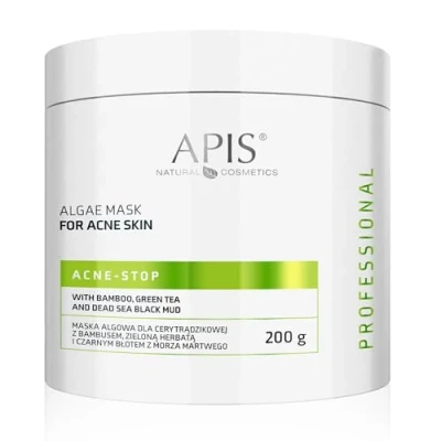 Image of Apis Professional Acne Stop Maska Algowa z Bambusem Zieloną Herbatą i Czarnym Błotem dla Cery Trądzikowej 200g