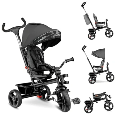 Image of LIONELO Haari 2in1 Kids Tricycle Stroller for Toddlers 1 5 Years Up to 25kg Parent Steering Control Swivel seat Three Wheeler Bike Harness Canopy Basket Cup Holder Robust Frame Durable Wheels