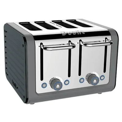Image of Dualit Architect 4 Slot Grey Body With Metallic Charcoal Panel Toaster