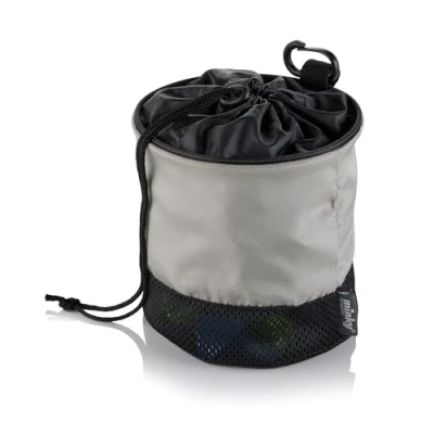 Image of Minky Premium Drawstring Peg Bag, Holds Up to 160 Pegs, Design &amp; Strong Clip, Breathable Mesh Base, Fabric Pegs Holder, Grey/Blue/Silver (Silver)