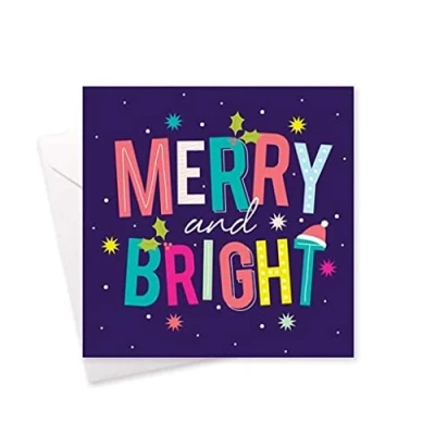 Image of Festive Wonderland Square Xmas Christmas Cards, Merry and Bright&#039; Box of 10