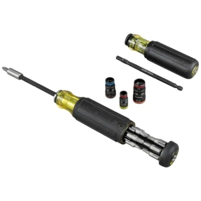 Image of Klein Tools 80083 Impact Driver Kit with 7 in 1 SAE Socket Set and 14 Multi Bit Adjustable Length Screwdriver, 2 Piece
