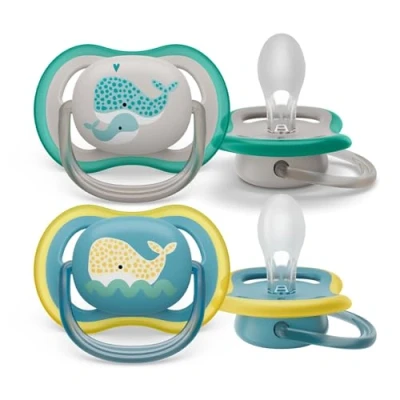 Image of Philips Avent Ultra Air Soothers, Light, Breathable Soothers for Babies Aged 18 Months Plus, BPA Free, with Steriliser Carry Case, 2 Pack (Model SCF349/24)