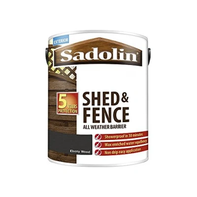 Image of Sadolin Shed &amp; Fence Woodstain Ebony Wood 5 L