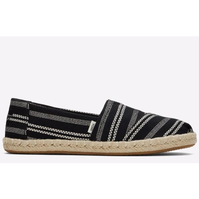 Image of TOMS Women&#039;s Alpargata Rope Loafer Flat, Black Stripe, 5 UK