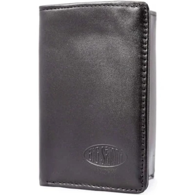 Image of Big Skinny Men&#039;s Tri Fold Leather Slim Wallet, Holds Up to 25 Cards, Black