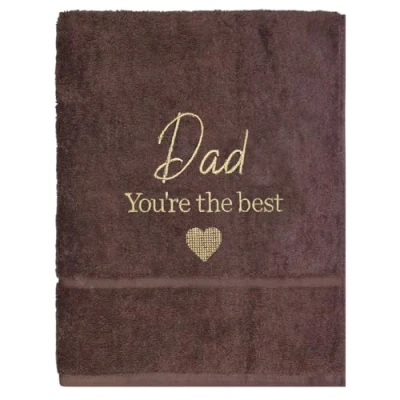 Image of TeddyT&#039;s Personalised Grandad &amp; Dad Gift Message Chocolate Brown Hand Towel (Dad Towel)