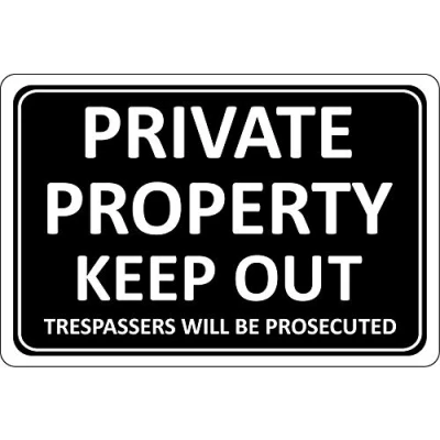 Image of Private property keep out Trespassers will be prosecuted Safety sign 1.2mm Rigid plastic 300mm x 200mm