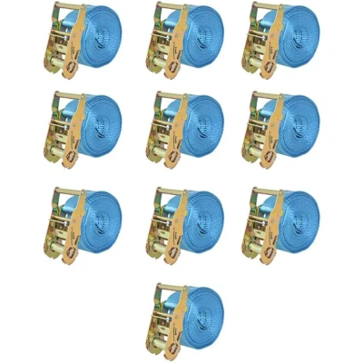 Image of vidaXL Ratchet Tie Down Straps 10 pcs 2 Tonnes 6mx38mm Blue