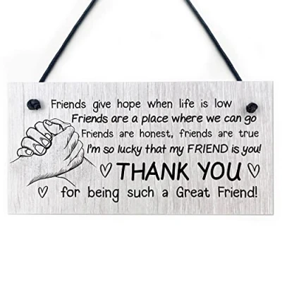 Image of Red Ocean Best Friend Sign Friendship Gift Wooden For Birthday Christmas Thank You