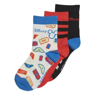 Image of adidas Unisex Kids Mickey Mouse Crew Socks 3 Pairs, Black/Bright Royal/Chalk White, KXXL