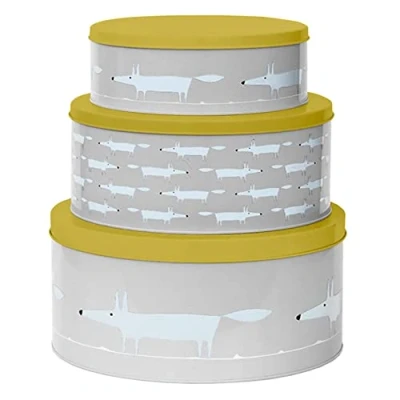 Image of Scion Living Mr Fox Set of 3 Round Cake Tins Grey