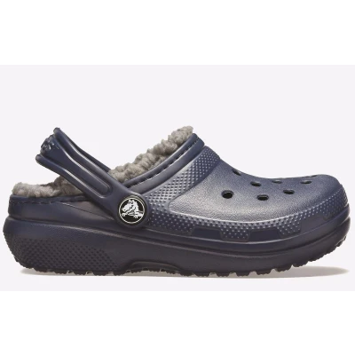 Image of Crocs Baby Toddler Classic Lined Clog Infants Navy Mixed Material Size UK 5 Infant
