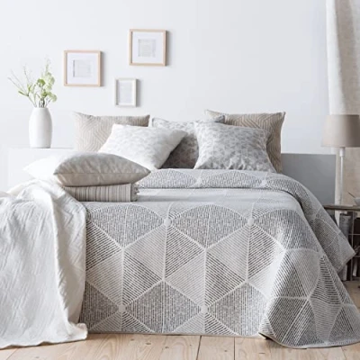 Image of VIALMAN Bedspread Sofia 27 Super King Bed Quilt Coverlet Beige Size 270 x cm, &amp; Sofa Throw