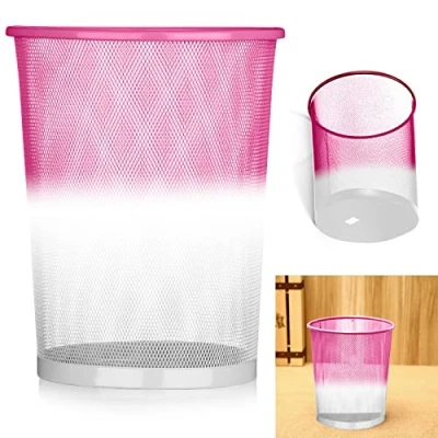 Image of ARA CHOICE Colourful Mesh Waste Bins Rubbish Paper Wastebasket Trash Can Dustbin for Home Office Durable and easy to use Recycling Bin Bedrooms Multi Colour. (Pink)