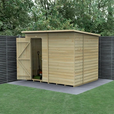 Image of 8&#039; x 6&#039; Forest Beckwood 25yr Guarantee Shiplap Pressure Treated Windowless Pent Wooden Shed (2.52m 2.05m)