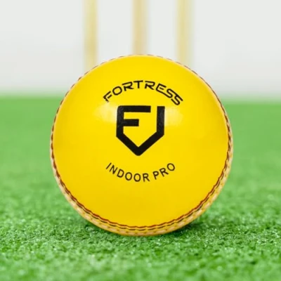 Image of FORTRESS Indoor Pro Cricket Balls Proffesional Grade Yellow Leather For Maximum Visibility Packs of 1, 6 or 24 (6)