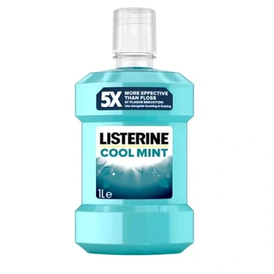 Image of Listerine Cool Mint Mouthwash (1000ml), Helps Kill Up to 99% of Germs Left after Brushing and Reduce Plaque, Freshen Breath Maintain Healthy Gums