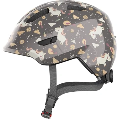 Image of ABUS Smiley 3.0 Children&#039;s Helmet, Bicycle Helmet for Toddlers with Deep Fit, Child Friendly Designs, Space Pigtail, Unisex, Grey (grey police)