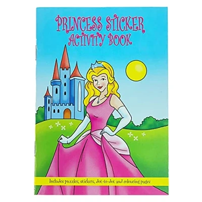 Image of Anila&#039;s Complete Princess themed 10 Party Bag Fillers &amp; Favours Mini Fun Puzzle Sticker Activity Colouring Books. Ideal for Children Aged 3 8