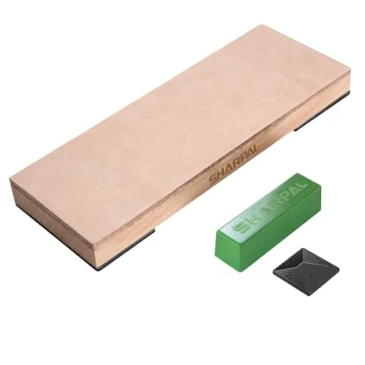 Image of SHARPAL 204N Genuine Leather Strop with 53g / 2 Oz. Stropping Compound, Wide Size L 20cm x W 7.5cm