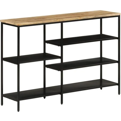 Image of vidaXL Console Table 110x30x75 cm Solid Rough Mango Wood and Iron