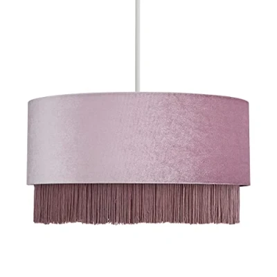 Image of Tess Fringed Light Shade Easy Fit Ceiling Lampshade Lilac Litecraft