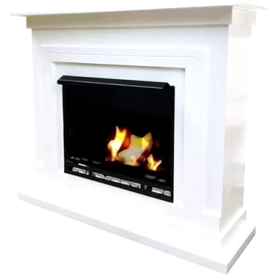 Image of Gel and Ethanol Fireplaces Berlin Model Deluxe Fireplace, White,3 Litre Burner Included