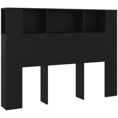 Image of vidaXL Headboard Cabinet Black 140x18.5x104.5 cm