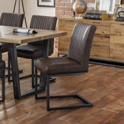 Image of Julian Bowen Brown Wood Brooklyn Dining Chairs Set of 2