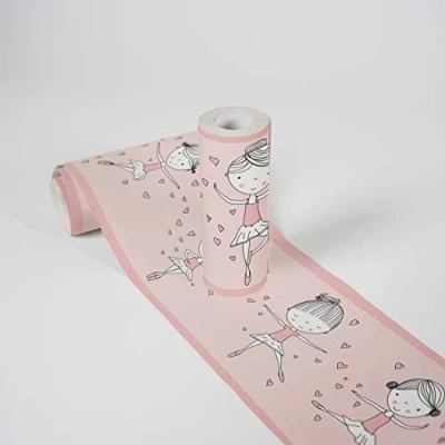 Image of Lovely Kids Wallpaper Borders Self Adhesive Dancing Ballerina A.S. Création for 5.00 m x 0.155 Pink Made in Germany 403722