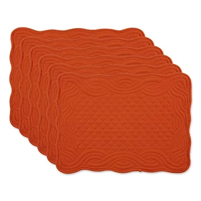 Image of DII Quilted Farmhouse Collection Tabletop, Placemat Set, Pumpkin Spice, 6 Piece