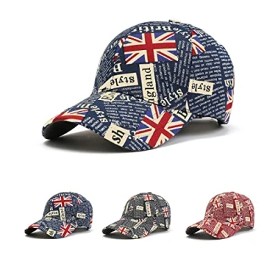 Image of XGOPTS Union Jack Baseball Cap GB UK Great Britain Flag Print Hat Summer Cotton Sun Adjustable UV Protection Sports Event Souvenir Gift Football Rugby (55 58cm) Navy Blue