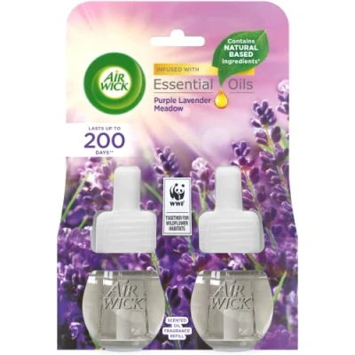 Image of Air Wick Plug in Diffuser Twin Refill, Purple Lavender Meadow, Pack 2 x 19ml, Long Lasting Fragrance, Lasts up to 200 days, freshener