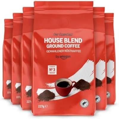 Image of by Amazon House Blend Ground Coffee, Medium Roast 1.36 kg (6 Packs of 227g)