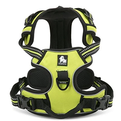 Image of WINHYEPET True Love Dog Harness, No Pull Reflective Pet Harness with 2 Leash Clips Adjustable Soft Padded Vest Easy Control Handle for Small Medium Large TLH5651(Neon Yellow,XS)