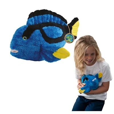 Image of EcoBuddiez Blue Tang from Deluxebase. Medium 33cm Soft Plush Animals made Recycled Plastic Bottles. Eco Friendly Cuddly Gift for Kids and Cute Stuffed Animal Toy Toddlers.