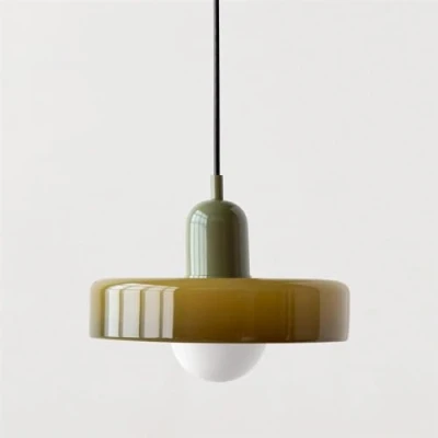Image of YYQBY Mid Century Pendant Light Retro Green Glass Hanging Farmhouse Single Large Ceiling Kitchen Island Sink Nordic Modern Chandelier for Bedroom Dinning Room Cafe Bar YYQBYY (Col