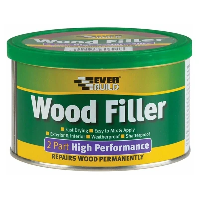 Image of Everbuild 2 Part High Performance Wood Filler Fast Drying Weatherproof Easy to Mix and Apply Light Stainable 1.4kg