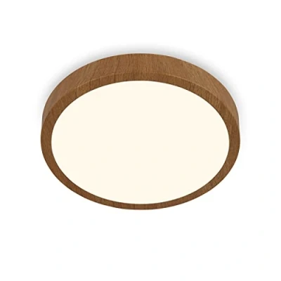 Image of Briloner LED ceiling lamp Runa wood look 3,000 K Ø38cm