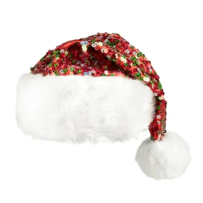 Image of Boland 13449 Christmas hat Sparkling, pointed with plush and sequins, Santa Claus, Christmas, winter, hat, costume, carnival, theme party