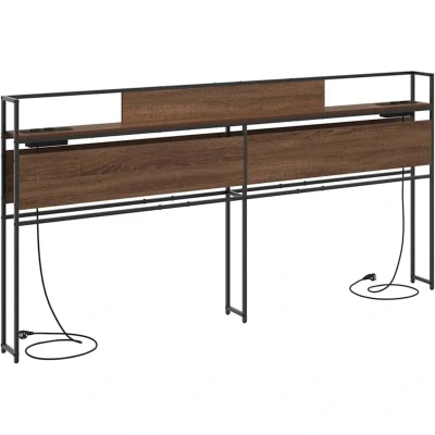 Image of vidaXL Storage Headboard with Brown oak 200 cm Engineered wood