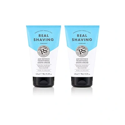 Image of The Real Shaving Company Age Defence Traditional Shave Cream Friction Free, Smooth Shave, Targeted Anti Ageing for Dry or Mature Skin 2 x 125 ml