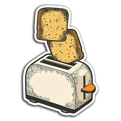 Image of 2 x 10cm Toast Toaster Vinyl Stickers Fun Sticker Laptop Luggage #32024 (10cm Tall)