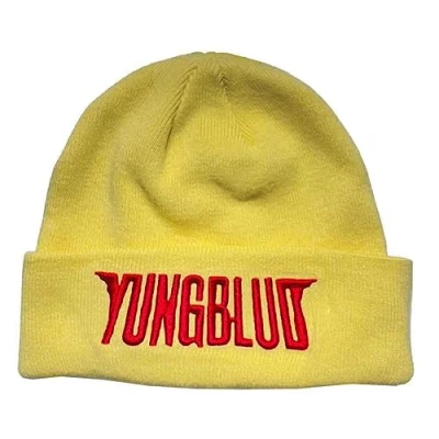 Image of Yungblud Beanie Hat Red Logo Official Unisex Yellow One Size