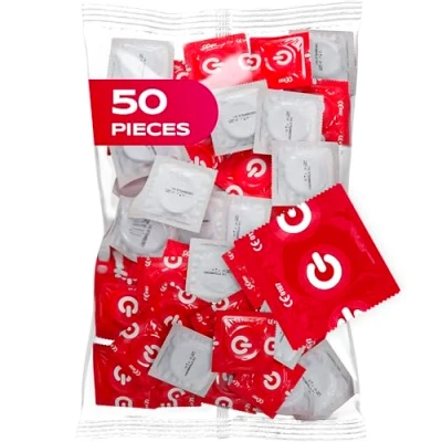 Image of ON Super Thin Condoms I 54 mm Width Pack of 50 Premium Ultra with Silicone Lubricant Extra 0.055 Wall Thickness for Men