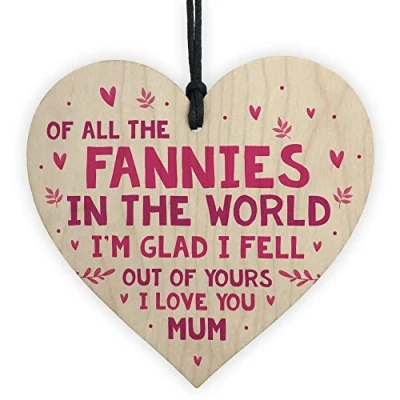 Image of RED OCEAN Funny Mothers Day Birthday Gift For Mum Wooden Heart Daughter Son Keepsake